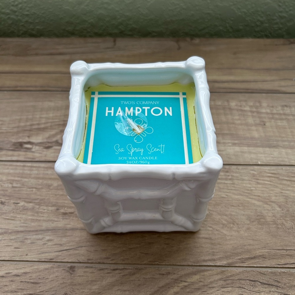Two's Company Sea Spray Scented Candle in White Holder